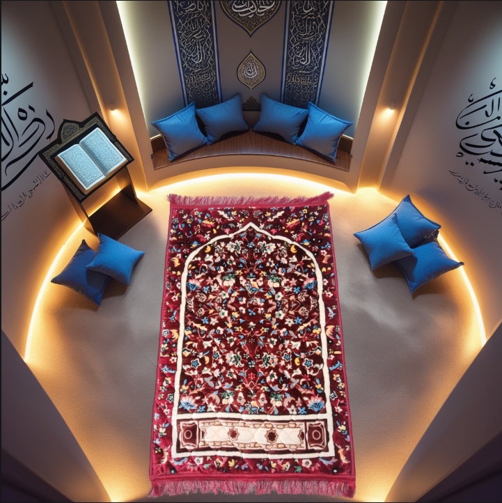 Elegant Velvet Foam-Padded Prayer Mat – Floral Mihrab Design